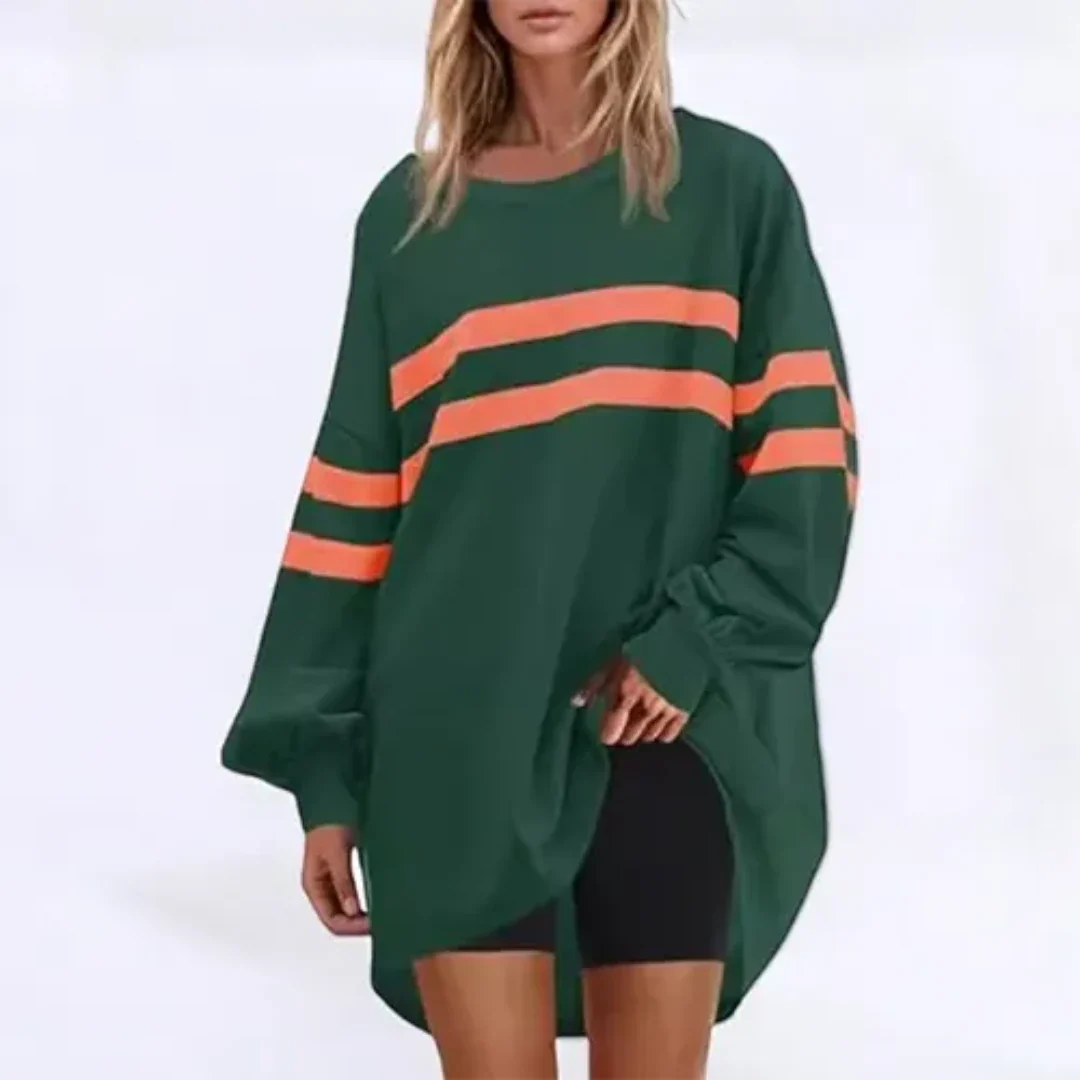 Sudadera Oversize Con Diseño de Rayas Para Mujer