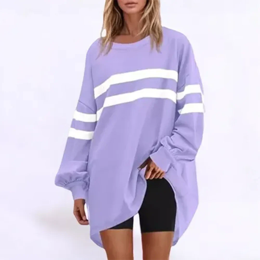 Sudadera Oversize Con Diseño de Rayas Para Mujer