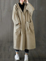 Trenchcoat Con Capucha Y Corte Holgado Para Mujer